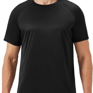 Workout Men Shirts - Casual Black Quick Dry Moisture Wicking T-Shirts Crew Neck Short Sleeve for Gym Athletic Running