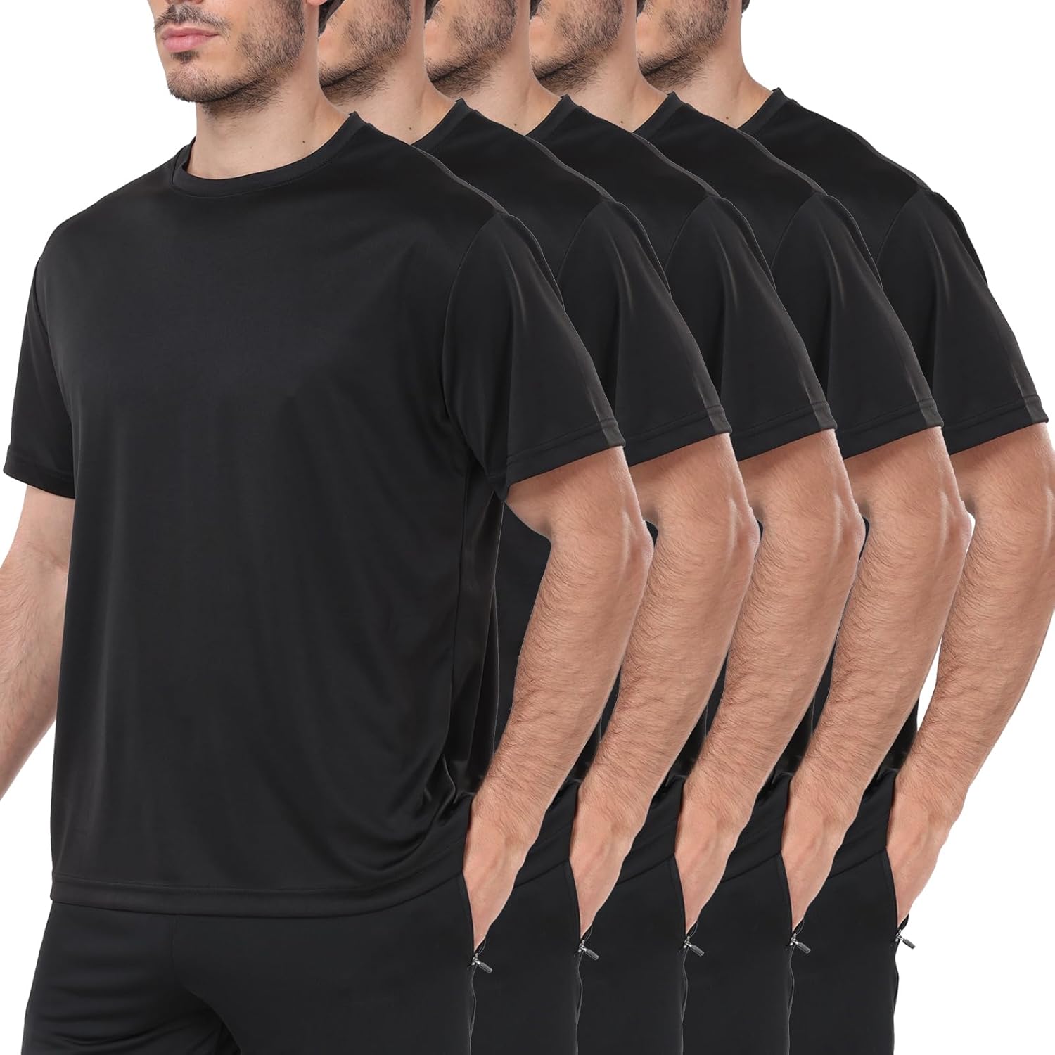 1/5 Pack Workout Shirts for Men Athletic Running Gym Quick Dry Short Sleeve Performance Moisture Wicking T Shirt