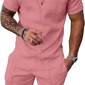 Men‘s Track Suits 2 Piece Summer Short Sets Outfits Fashion Polo Shirt Casual Short Sleeve and Shorts set