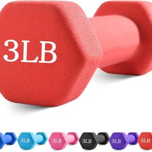 Dumbbells with Neoprene Coating(Single), 1LB-3LB Anti-Roll, Anti-Slip, Hexagonal Home Fitness Equipment for Shoulder, Neck, and Hand Training for Seniors over 55 old