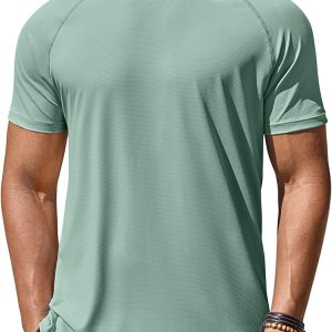 Men Swim Shirt Short Sleeve UPF 50+ Sun Protection Shirt  Athletic Quick Dry T Shirts