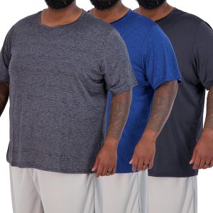 3 Pack: Men Big & Tall Tech Stretch Long-Sleeve & Short-Sleeve Dry-Fit T-Shirt (3XT-5XT)